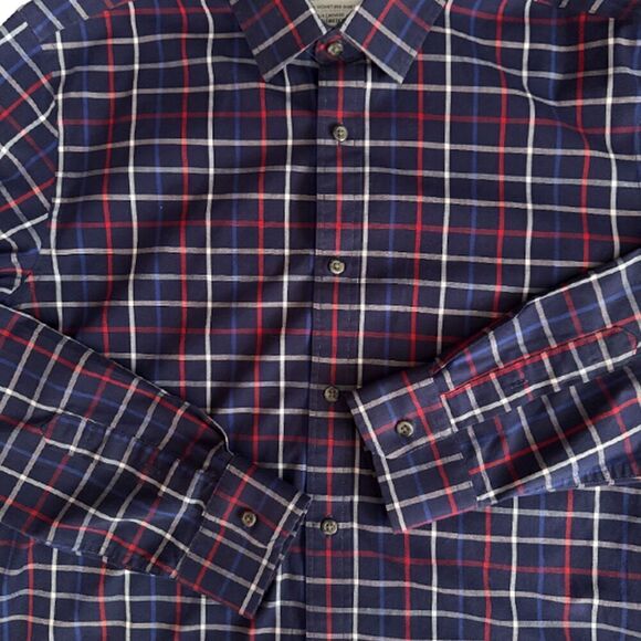 Old Navy Classic Blue Red & White Plaid Long Sleeve Shirt Size L - Picture 5 of 9